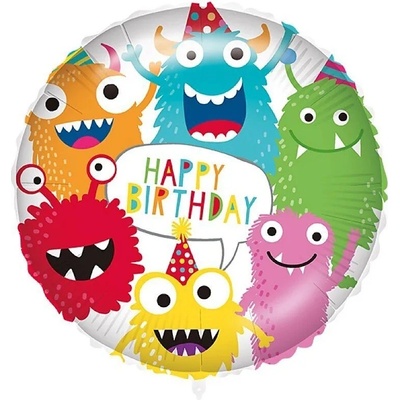 Procos Balónek fóliový Happy Birthday příšerky 46 cm