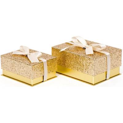ZET servis Dárková krabička Glitter Brick, 16,5 x 12,6 x 7,6 cm, zlatá