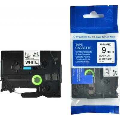 Kompatibilná páska s Brother TZ-NFX221/TZe-NFX221, 9mm x 5m, flexi, nylon, čierna tlač/biely podklad
