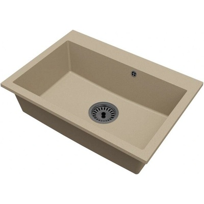 DobreSny Granitový dřez Elite béžový + sifon černý 70 x 50 x 21 cm