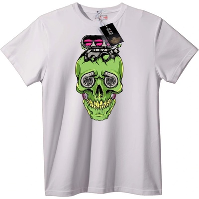 NOONEBRAND Тениска Зелен Череп с Кола - 2XL, Black