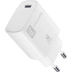 Cellularline Зарядно 220V, тип порт USB-C, 25W Micro pack, бял цвят