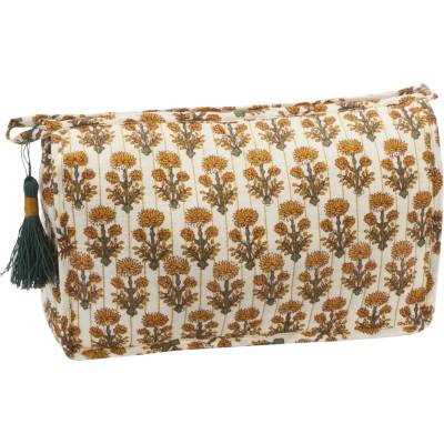 Madam Stolitz prošívaná kosmetická taška flowers žlutá barva textil