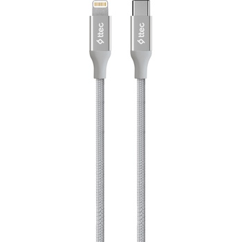 Ttec Кабел ttec - AlumiCable, USB-C/Lightning, 1.5 m, сив (8694470827674)