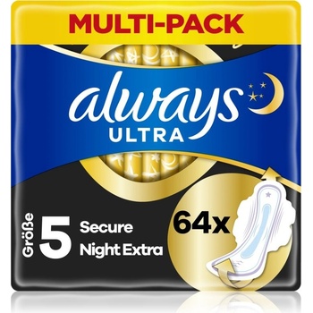Always Ultra Hygienické Vložky Secure Night Extra S Křidélky 64 ks