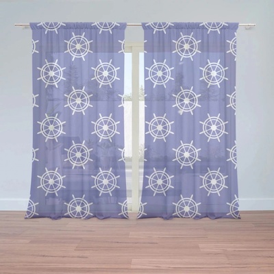 Záclony Bílá kormidla: 2 ks - 150x250 cm - Sablio