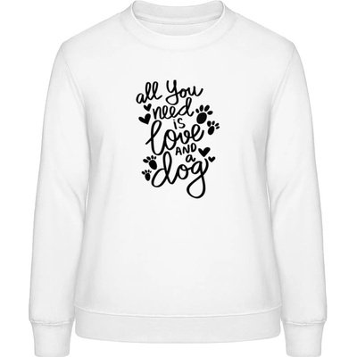 AWDis Sweat mikina Dizajn All you need is love and a Dog arktická biela