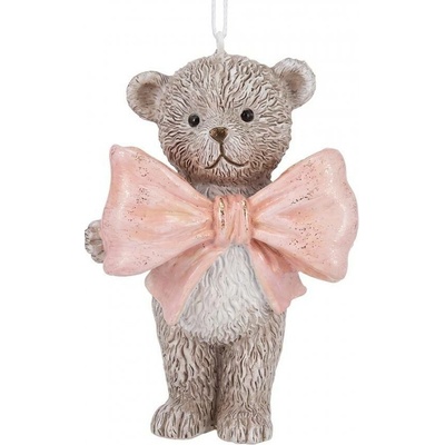 Závěsná dekorace medvídek s mašlí - 6*4*8 cm - Clayre & Eef