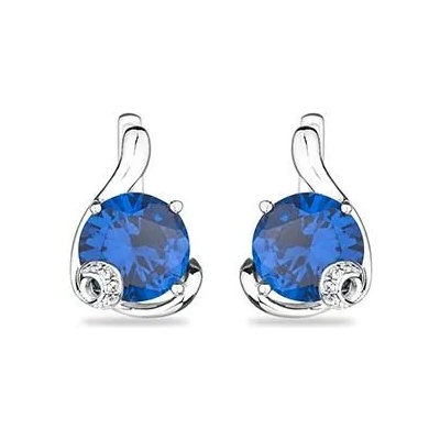 Swan Сребърни обици със син сапфир и цирконий SAP226E Swan