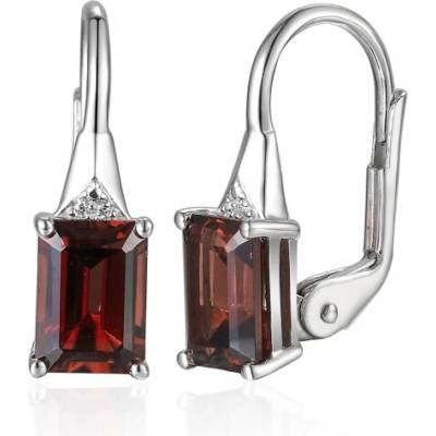 Gems, Klasické náušnice Clementine, bílé zlato s brilianty a granáty, 585-38-3-4543.1B00.0.00.HSI.610.08