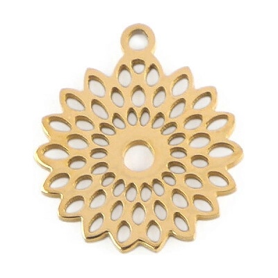 Stoklasa Přívěsek z nerezové oceli čtyřlístek mandala 4 zlatá mandala