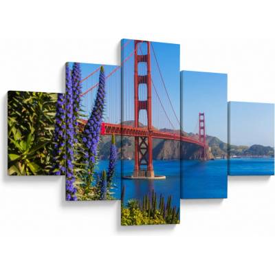 Obraz - Golden Gate Bridge, San Francisco, pětidílný 125x70 cm – Hledejceny.cz