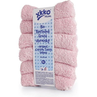 KIKKO BIO bavlnené froté obrúsky Organic 21x21 5 ks Biele
