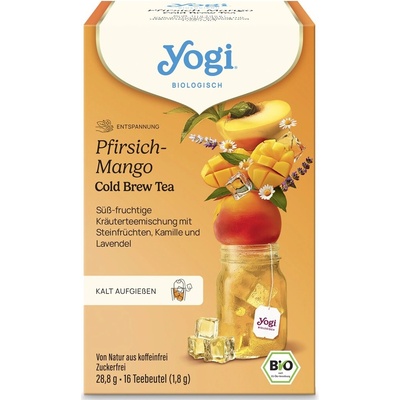Yogi Tea Bio Cold Brew ľadový čaj s broskyňou a mangom 16 ks