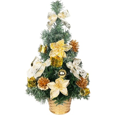 Stromček MagicHome Vianoce, ozdobený, zlatý, 40 cm