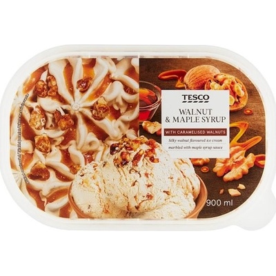 Tesco Mrazený krém s príchuťou vlašských orechov s polevou s javorovým sirupom 900 ml