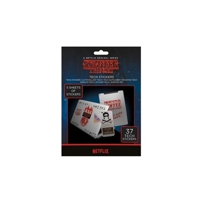 CurePink: | Samolepky na elektroniku Netflix|Stranger Things (5 listů|39 kusů) [TS7456]