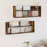 vidaXL Етажерка за списания с рафт 2 бр. Димян дъб 80 x 12 x 30 см (890809)