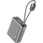 Ttec Външна батерия ttec ReCharger Pro TFT 10.000mAh PD 20W Powerbank with Built-in USB-C and Lightning Cable- Сребриста