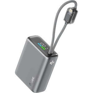 Ttec Външна батерия ttec ReCharger Pro TFT 10.000mAh PD 20W Powerbank with Built-in USB-C and Lightning Cable- Сребриста
