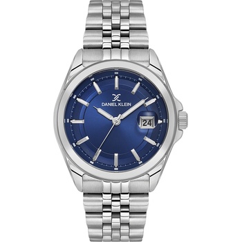 Daniel Klein DK. 6.14205-3 - мъжки часовник, кварцов, 42 mm, син циферблат, 5 ATM, сребриста стомана