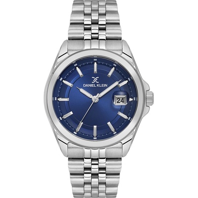 Daniel Klein DK. 6.14205-3 - мъжки часовник, кварцов, 42 mm, син циферблат, 5 ATM, сребриста стомана