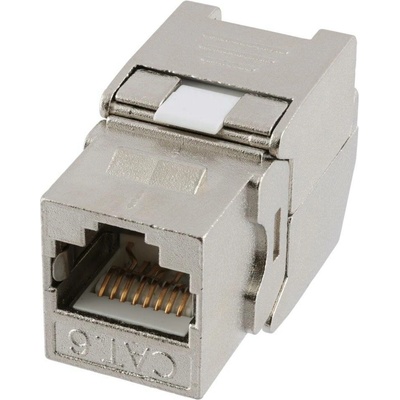 XtendLan Keystone jack RJ45, CAT6, STP, stříbrný, 180st, zaklapnutí zezadu KESS6SNIPX