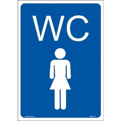 DUKO WC - ŽENY tabulka modrá Formát: 105 x 148 mm, Materiál: plast 0,5 mm, samolepící vinylová fólie