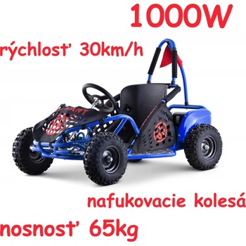 Joko Elektrická štvorkolka BUGGY Kart Fast Dragon Motokára nosnosť 65kg 1000W nafukovacie kolesá rýchlosť 30km/h modrá