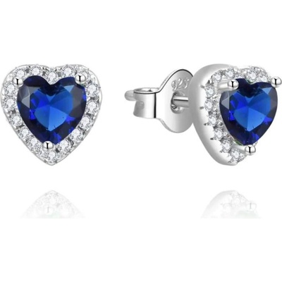 Silenti Jewelry Сребърни обеци "Сърца" - Син