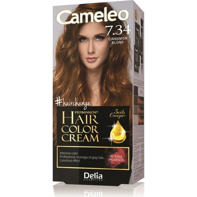 Delia Cosmetics Cameleo Omega permanentná farba na vlasy odtieň 7.34 Cinnamon Blond 1 ks