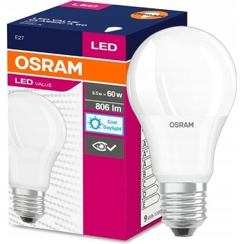 Osram LED VALUE CL A FR 60 9W/865 E27 6500K studená biela