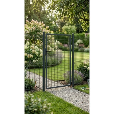 Brána Strend Pro METALTEC ECO, 1000/1000/50x50 mm, hranatý rám, antracit, jednokrídlová, záhradná, ZN+PVC, RAL7016
