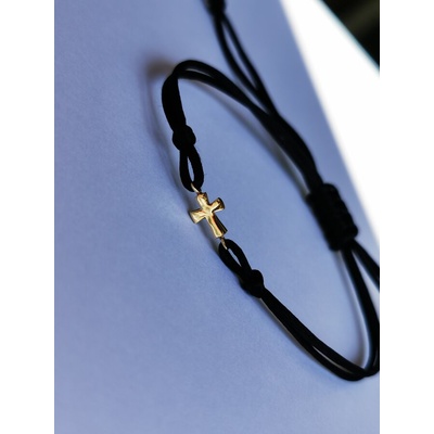 Златен кръст с черен конец за мъж