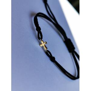  Златен кръст с черен конец за мъж - kathrynbracelets - 97,79 лв