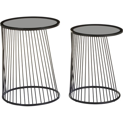 Premier Housewares Кръгли маси със стъклен плот в комплект от 2 Trento - Premier Housewares (5502693)