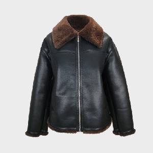 Biba Дамско яке Biba Womens Wind Resistant Hip Length Long Sleeve Faux Leather Jacket - Black