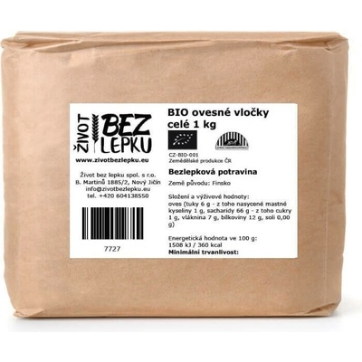 Život bez lepku BIO ovesné vločky celé 1 kg