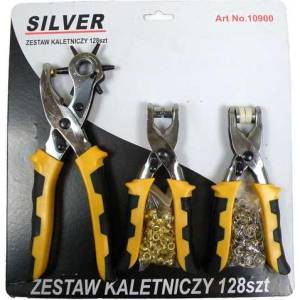Silver Седларски комплект за кожа 128 бр. с револверни клещи 67377 (s10900)