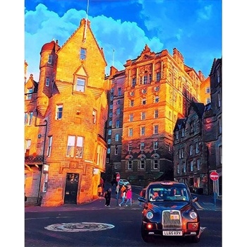 Figured ART Diamantové malování ULICE V EDINBURGHU 40 x 50 cm na rámu