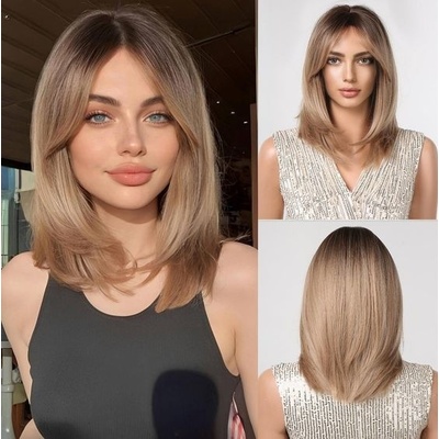 Esmee krátké rovné ombre blond bob paruky s ofinou po ramena přírodní paruka syntetické cosplay