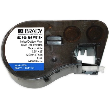 Brady Лента continua vinil Brady MC-500-595-WT-BK, 12.7 mm, 7.62 m (143371)