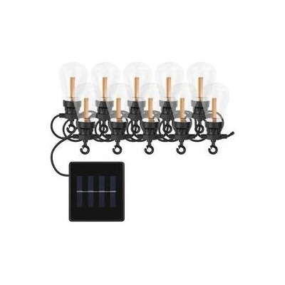 EMOS LED reťaz, solárny panel, 10 LED, vintage (DCPV02) čierne
