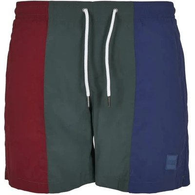 Urban Classics Бански гащета Urban classics Tricolour swimming shorts - Red (Bordeaux / Bottle Green)