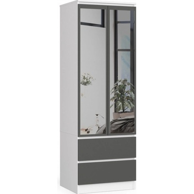 Skříň Star S 60 cm 2D 2SZ zrcadla CLP bílá / šedá – Zbozi.Blesk.cz