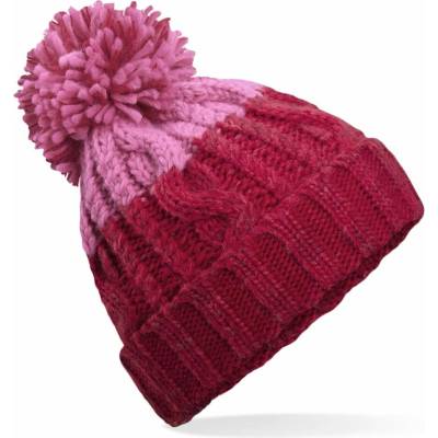 Beechfield Dvojfarebná pletená čiapka s brmbolcom Červená / ružová