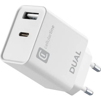 Image 1 of Cellularline Зарядно 220V Power Delivery USB + USB-C 20W, Бяло