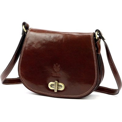 Hnědá středně velká kožená crossbody kabelka Florence no. 59
