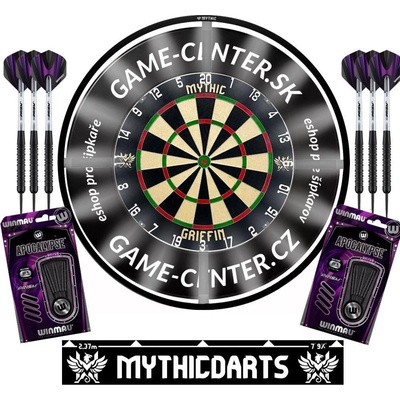 Mythic Pro šípkarský set, terč Mythic Griffin, osvětlení Mythic, Surround, 2 sety šipek, start. č.