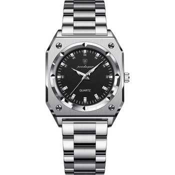 Poedagar Дамски часовник Poedagar CS1903, неръждаема стомана, сребрист, черен циферблат (CS1903)